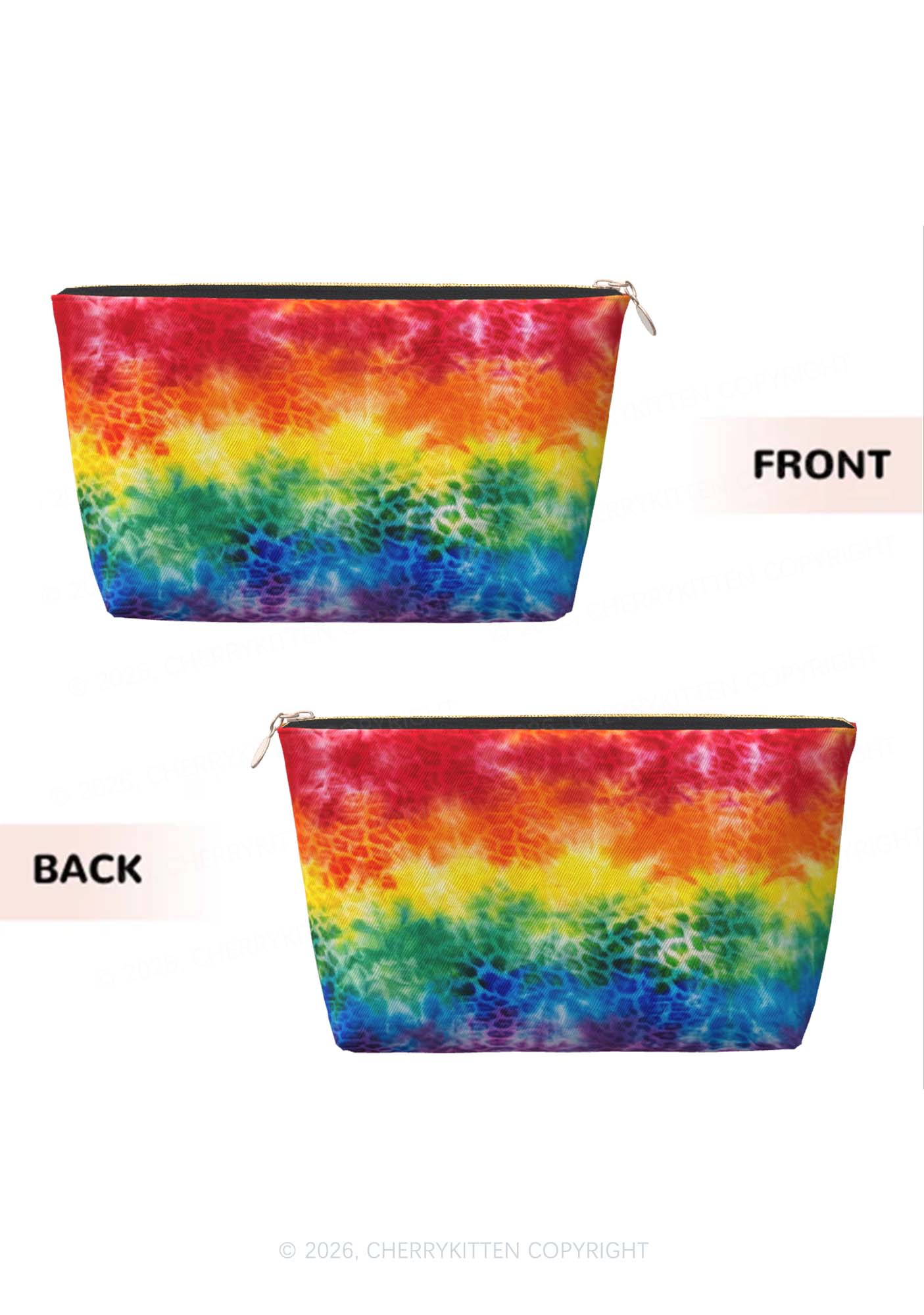 Rainbow Leopard Tie Dye Pride Y2K Makeup Bag Cherrykitten