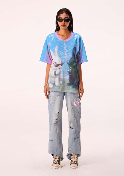 Smoking Punk Bunny Y2K Sport Jersey Shirts Cherrykitten