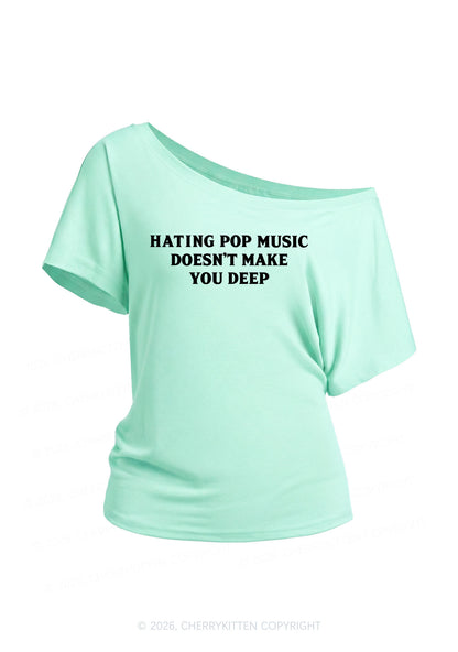 Hating Pop Music Y2K Off Shoulder Tee Cherrykitten