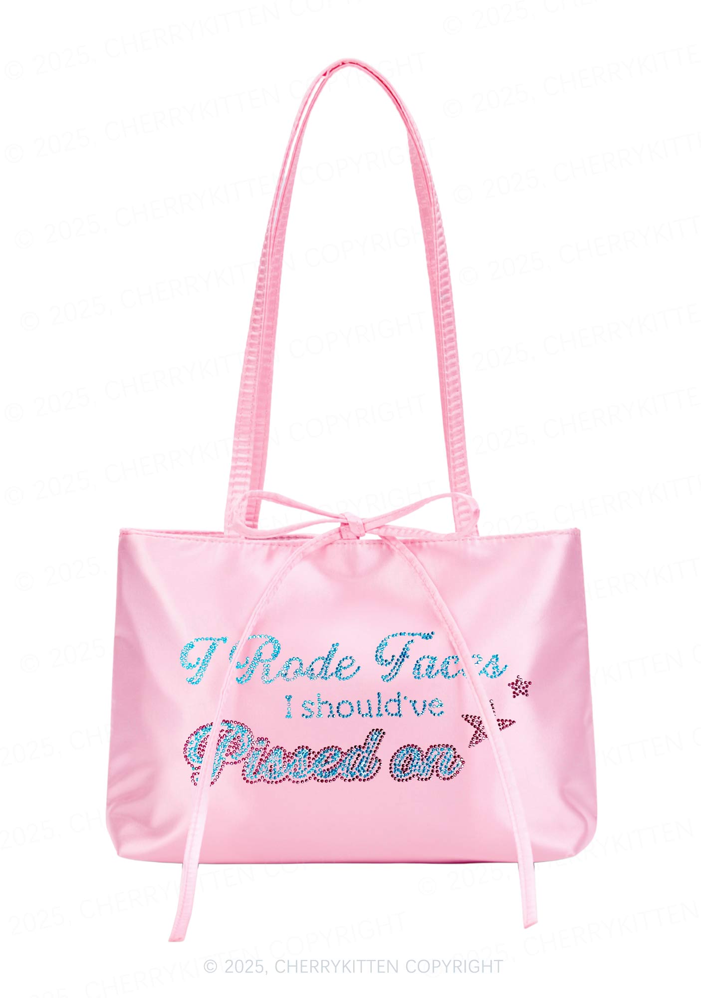 Rhinestone I Rode Faces Y2K Satin Bags Cherrykitten