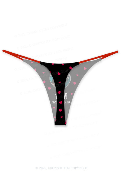 Custom I Love My GF BF Valentine's Day Y2K Print Couples Boxer Thong Set Cherrykitten