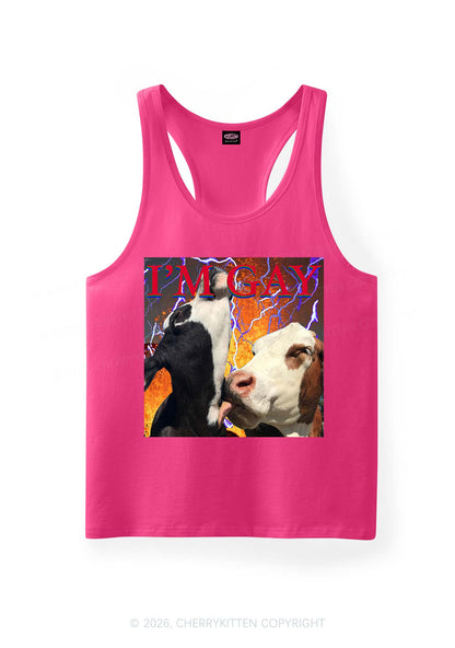 Gay Cow Play Pride Y2K Men Racerback Tank Top Cherrykitten
