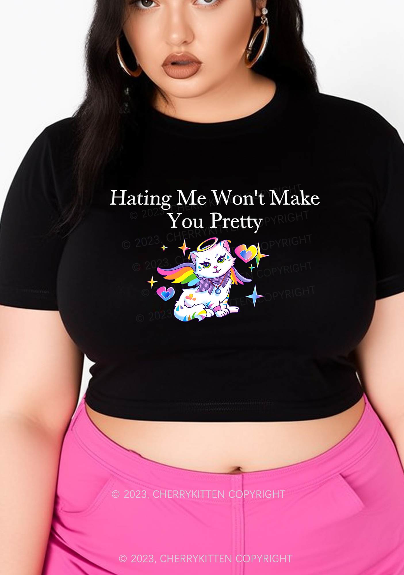 Curvy Hating Me Won't Make You Pretty Baby Tee Cherrykitten