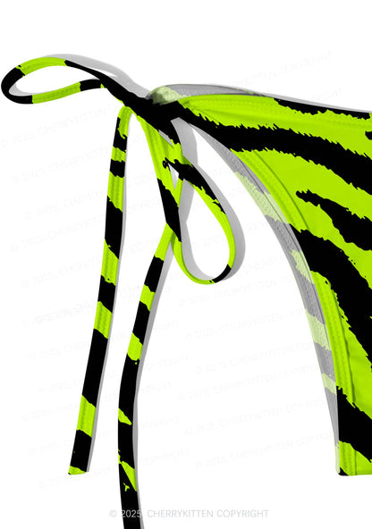 Green Zebra Y2K Print Bikini Set Cherrykitten