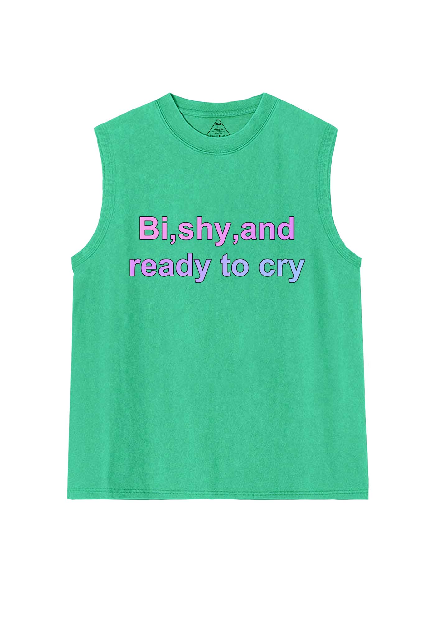 Bi Shy And Ready To Cry Pride Y2K Washed Muscle Tank Cherrykitten