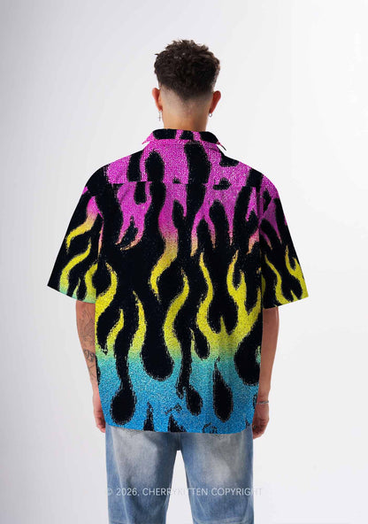 Pansexuality Flame Pride Y2K Print Hawaiian Shirt Cherrykitten