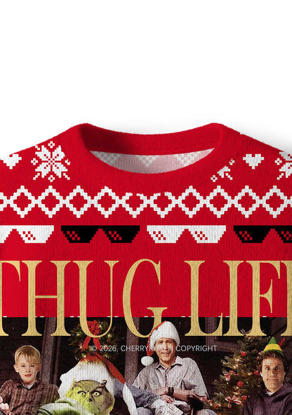 Thug Life Y2K Christmas Knit Sweatshirt Cherrykitten