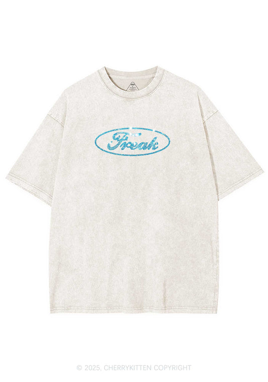 Rhinestone Oval Freak Y2K Shirts Washed Tee Cherrykitten