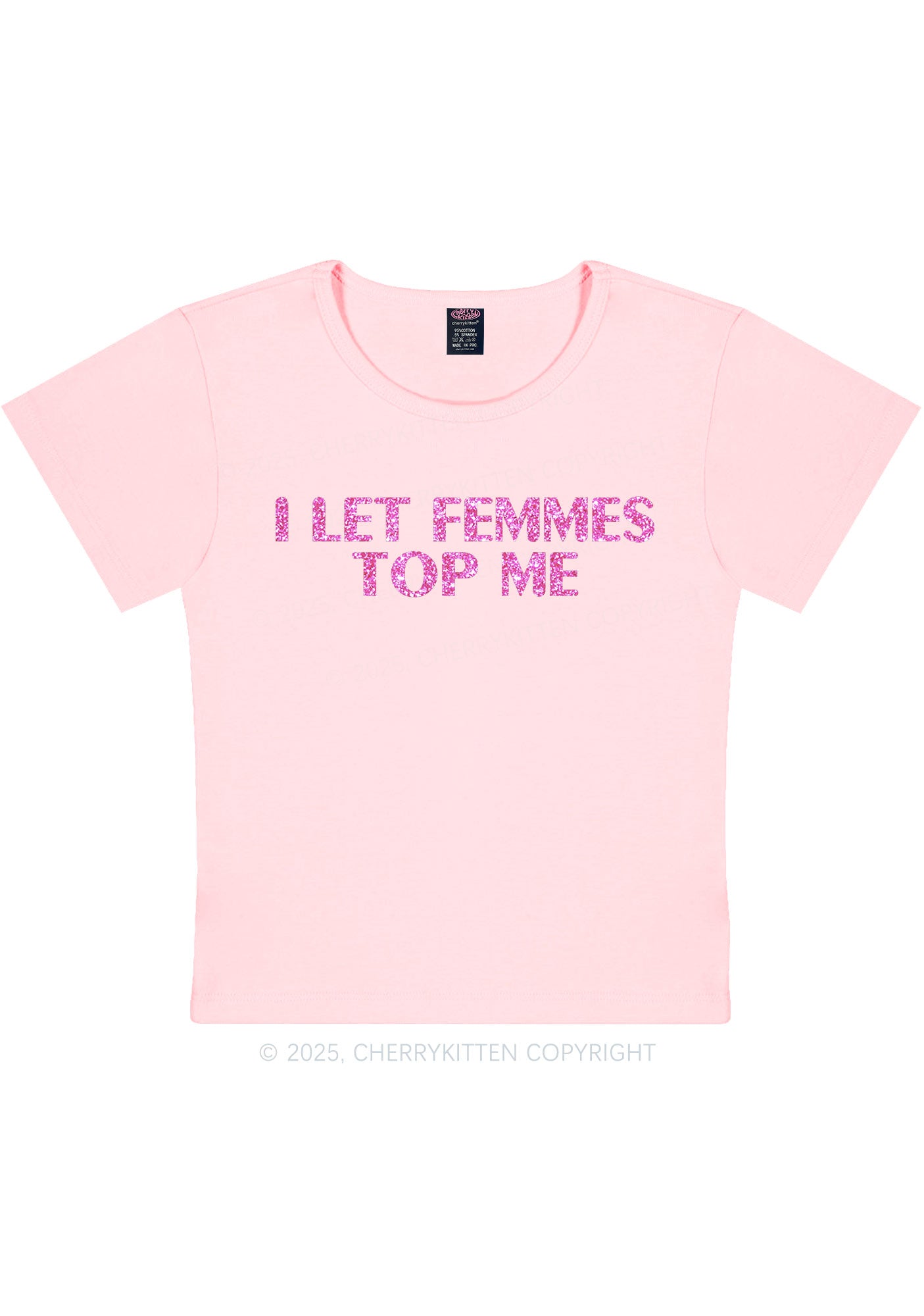 Glitter I Let Femmes Top Me Pride Y2K Baby Tee Cherrykitten