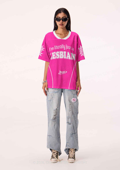 Literally Just A Lesbian Pride Y2K Sport Jersey Shirts Cherrykitten