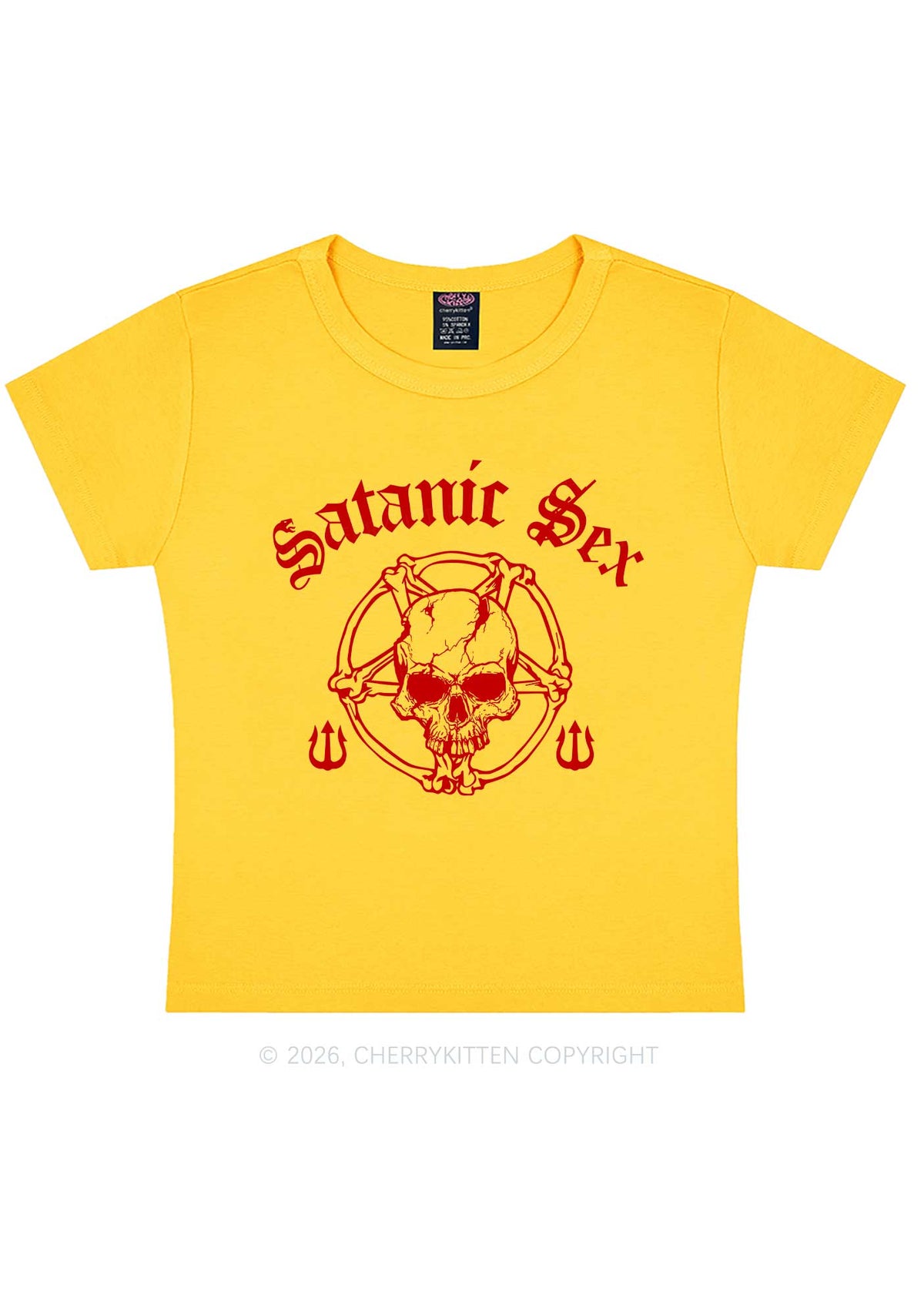 Halloween Satanic Sx Skull Y2K Baby Tee Cherrykitten