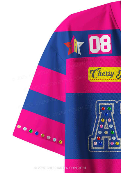 Pink Autism Y2K Crop Sport Jersey Shirts Cherrykitten