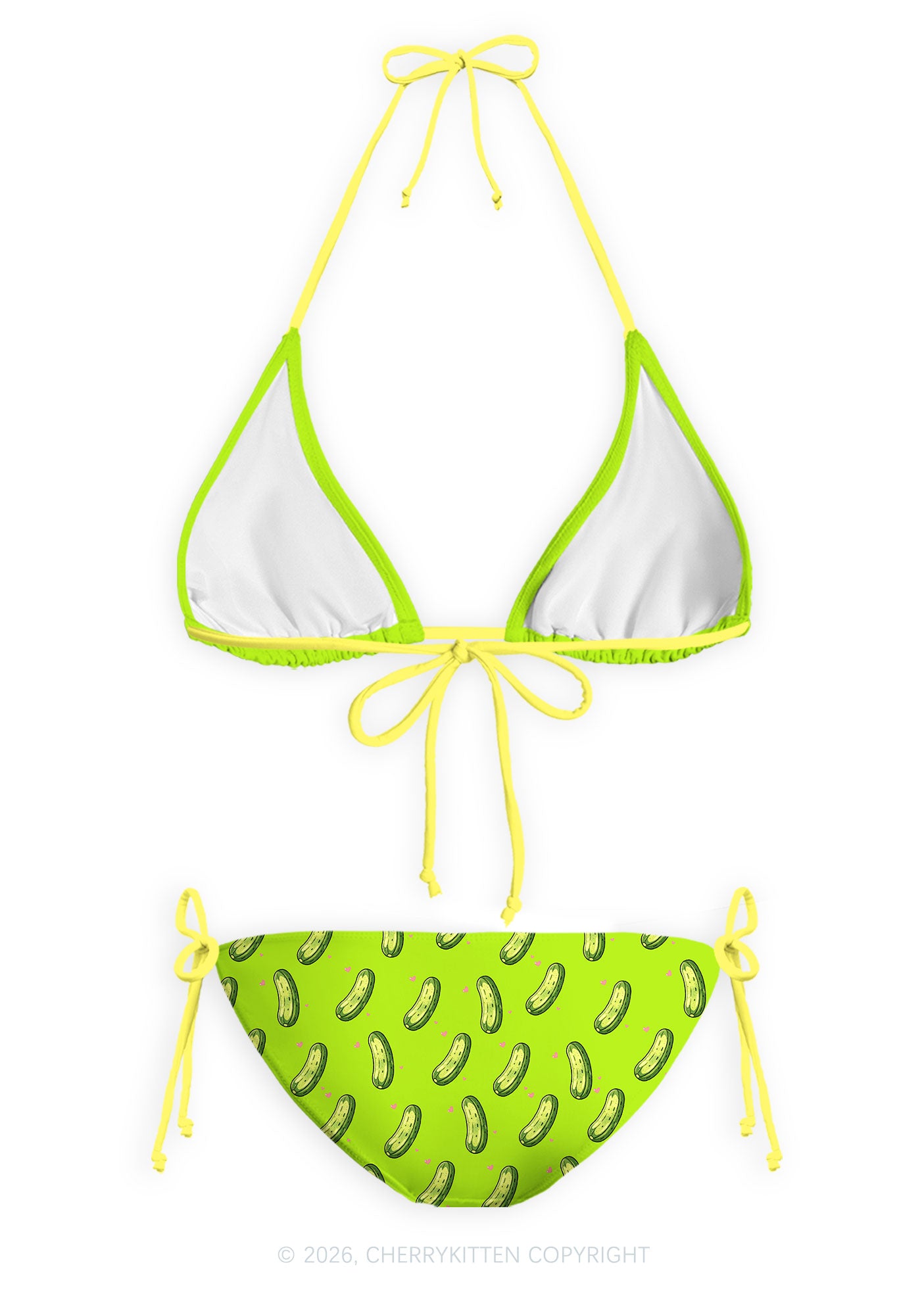 Green Pickle Princess Y2K Print Bikini Set Cherrykitten