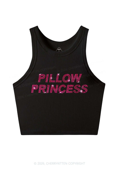 Rhinestone Pillow Princess Y2K Crop Tank Top Cherrykitten