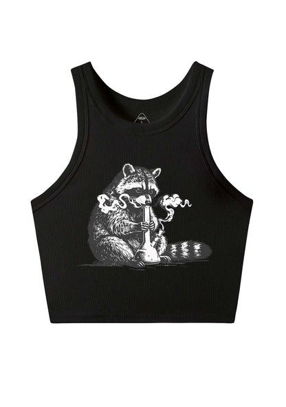 Stoned Raccoon Y2K Crop Tank Top Cherrykitten
