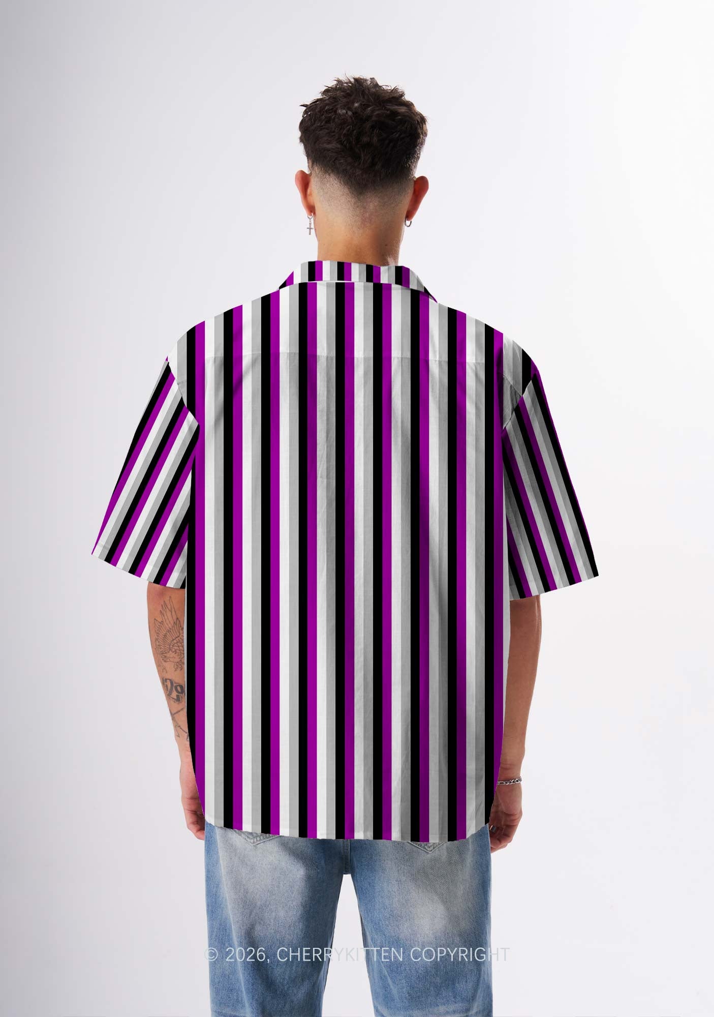 Asexual Flag Pride Y2K Print Hawaiian Shirt Cherrykitten