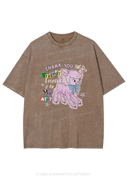 Tragedy Art Y2K Washed Tee Cherrykitten
