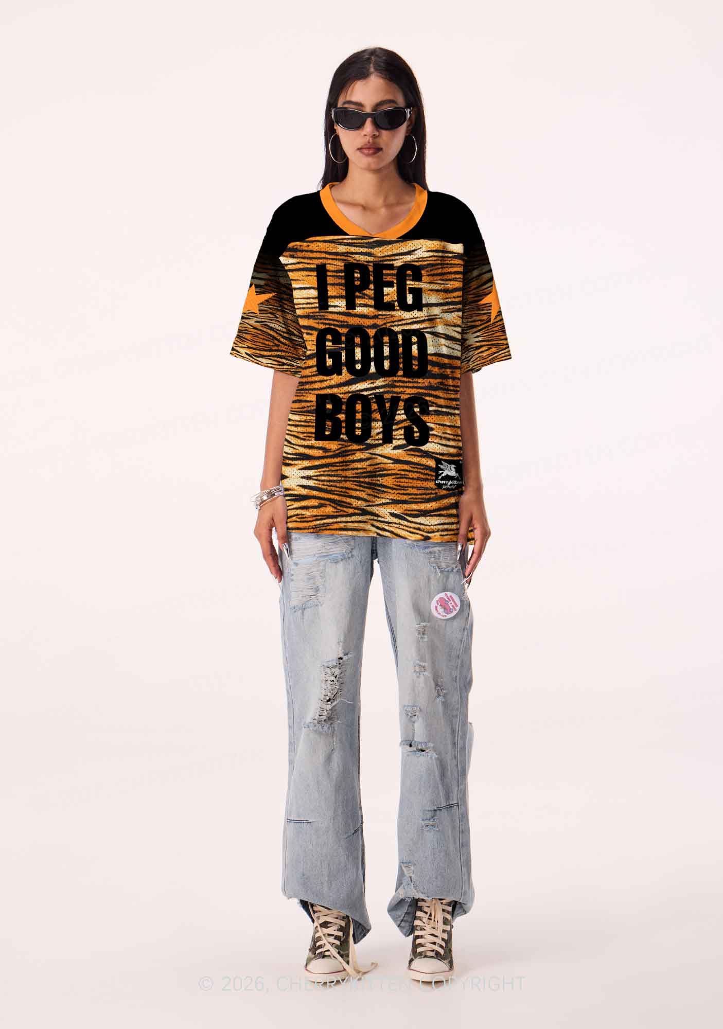 I Peg Good Boys Tiger Stripe Y2K Sport Jersey Shirts Cherrykitten