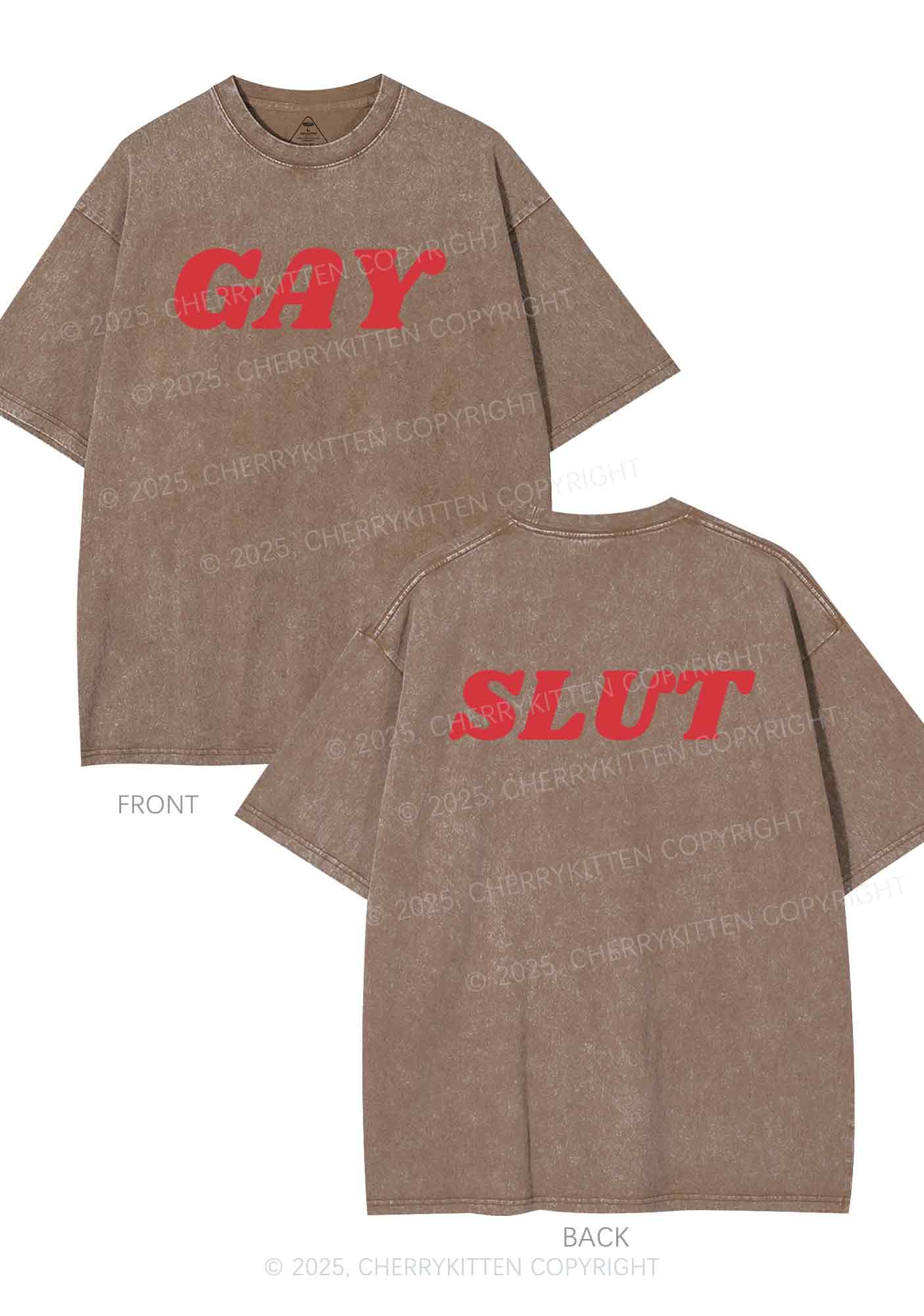 Gay Slxt Two Sides Pride Y2K Shirts Washed Tee Cherrykitten