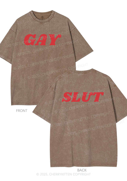 Gay Slxt Two Sides Pride Y2K Shirts Washed Tee Cherrykitten