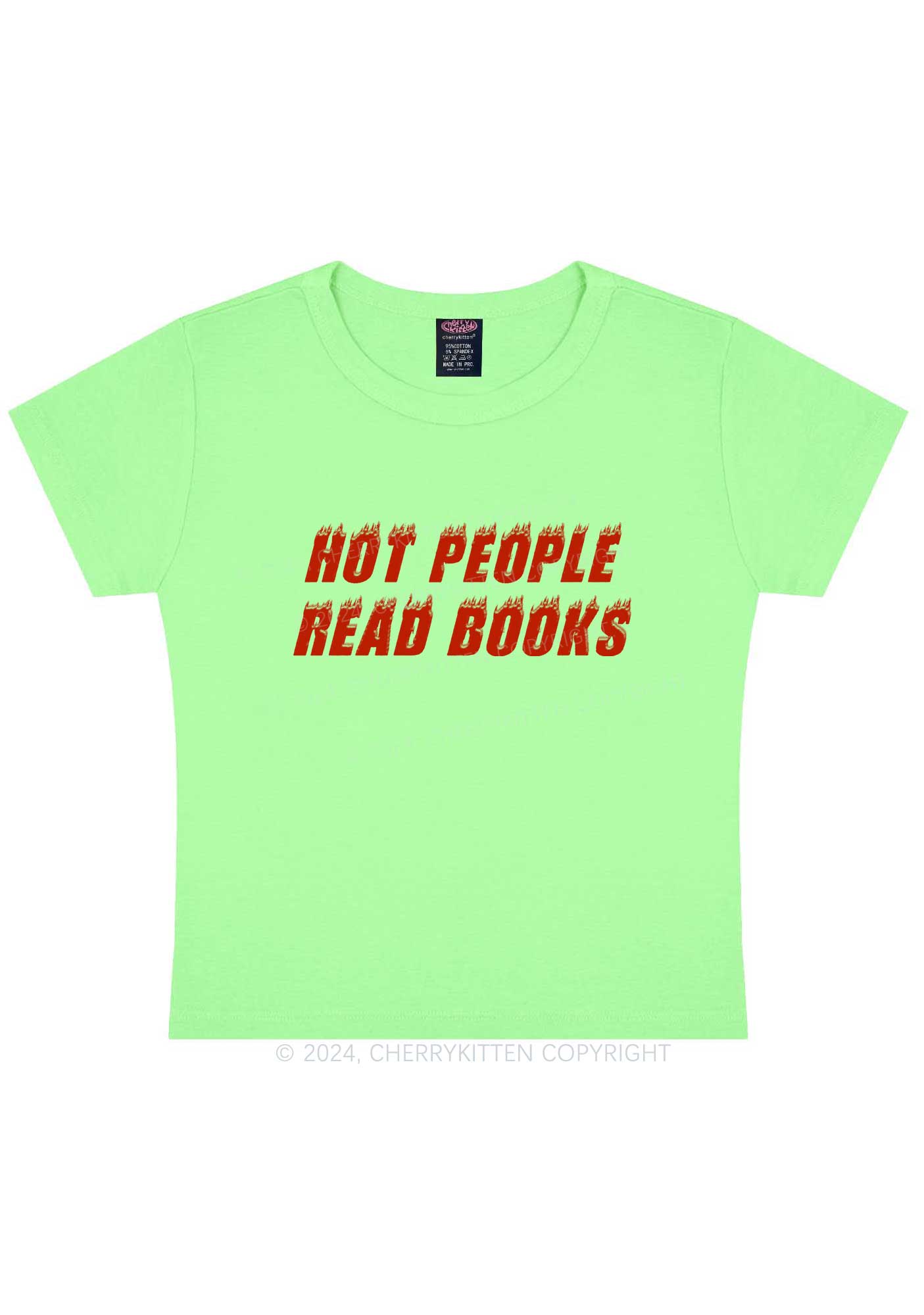 Hot People Read Books Y2K Baby Tee Cherrykitten