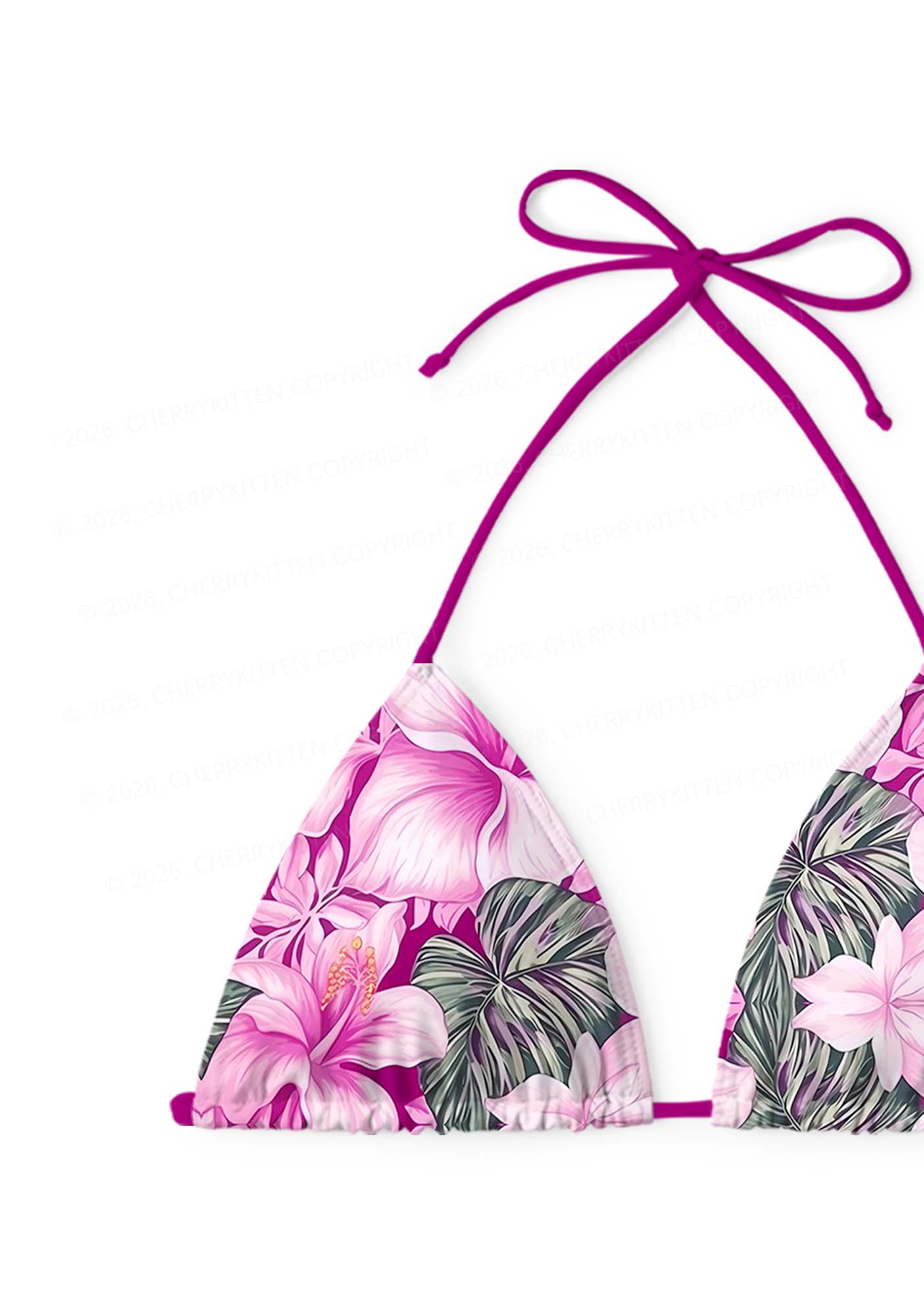 Purple Blossoms Y2K Print Bikini Set Cherrykitten