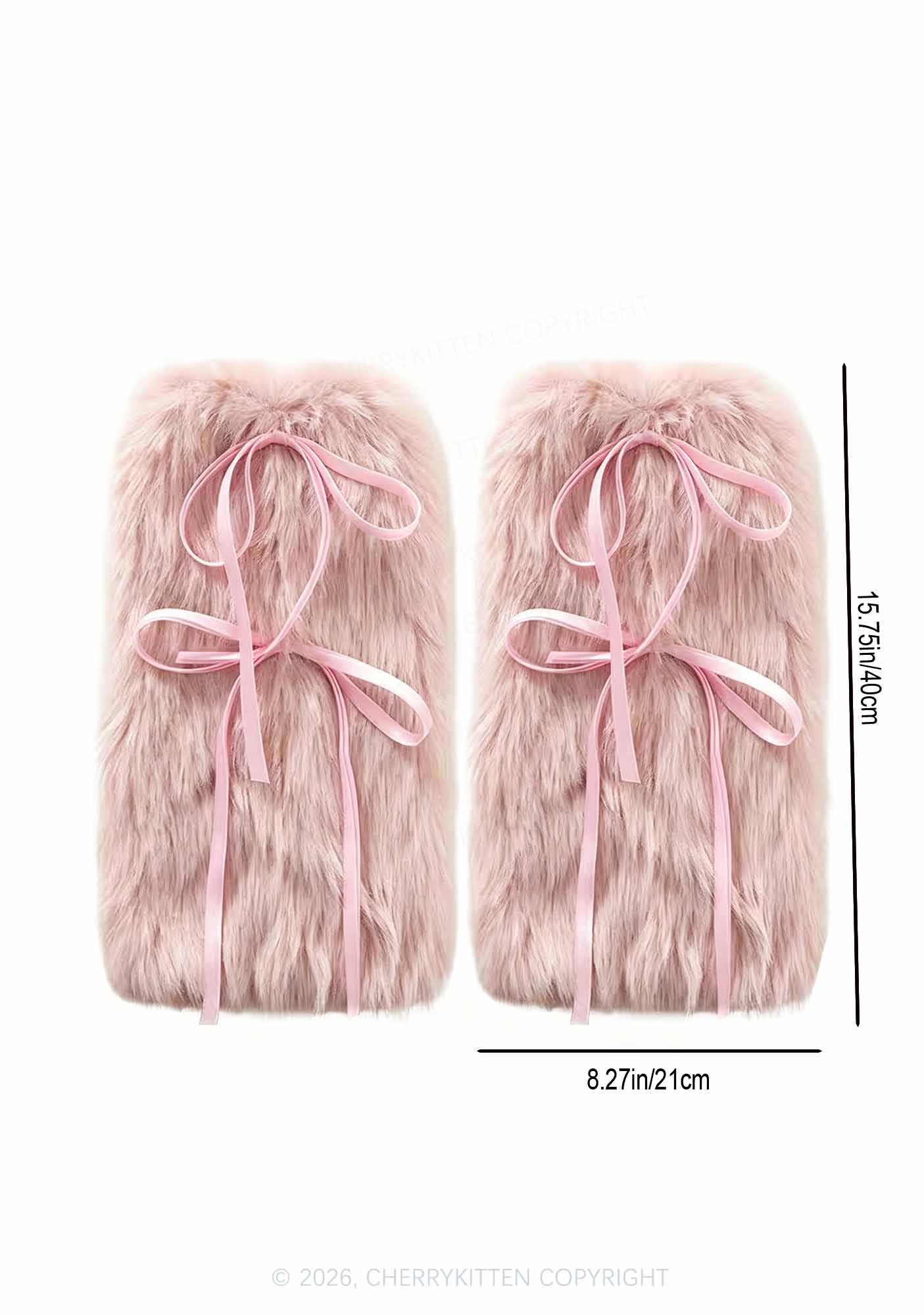 Fuzzy Bow Faux Fur Y2K Leg Warmers Cherrykitten
