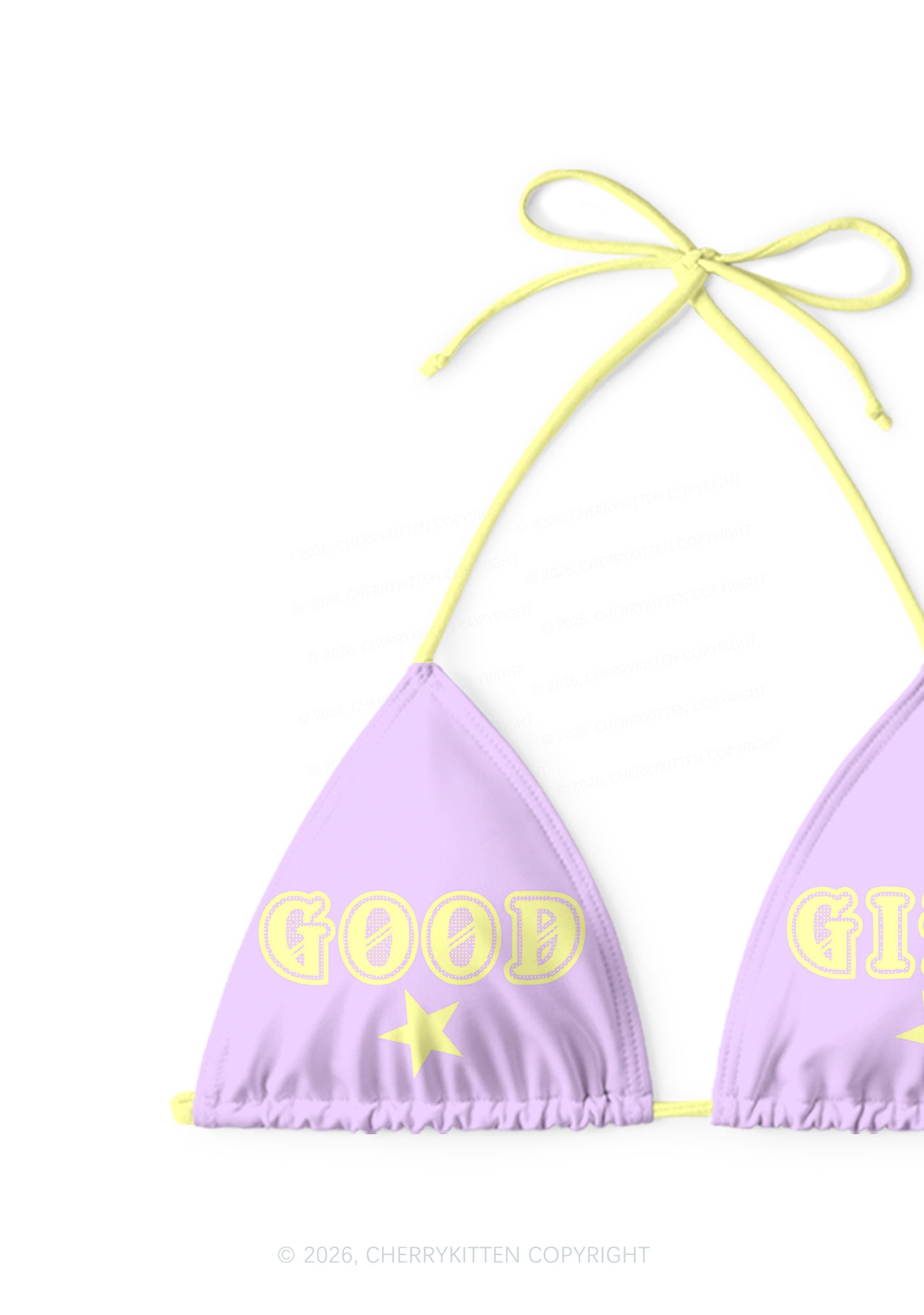 Pastel Purple Good Girl Y2K Print Bikini Set Cherrykitten