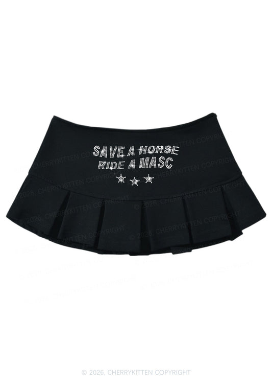 Rhinestone Ride A Masc Pride Y2K Mini Pleated Skirts Cherrykitten