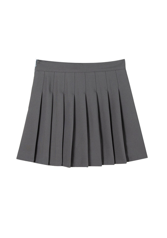 Solid Color High Waist Pleated Skirt