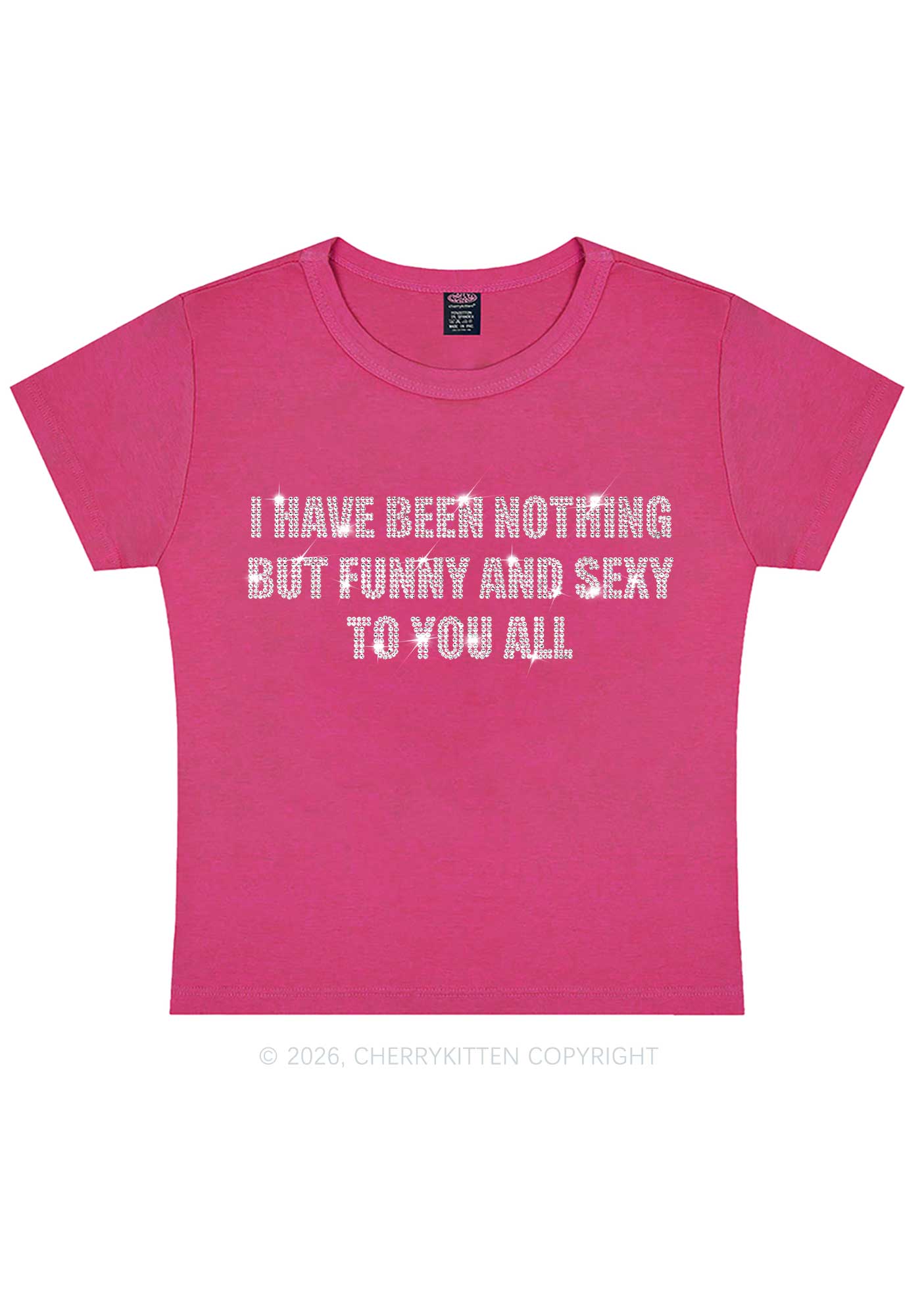 Rhinestone I Have Been Funny Y2K Baby Tee Cherrykitten