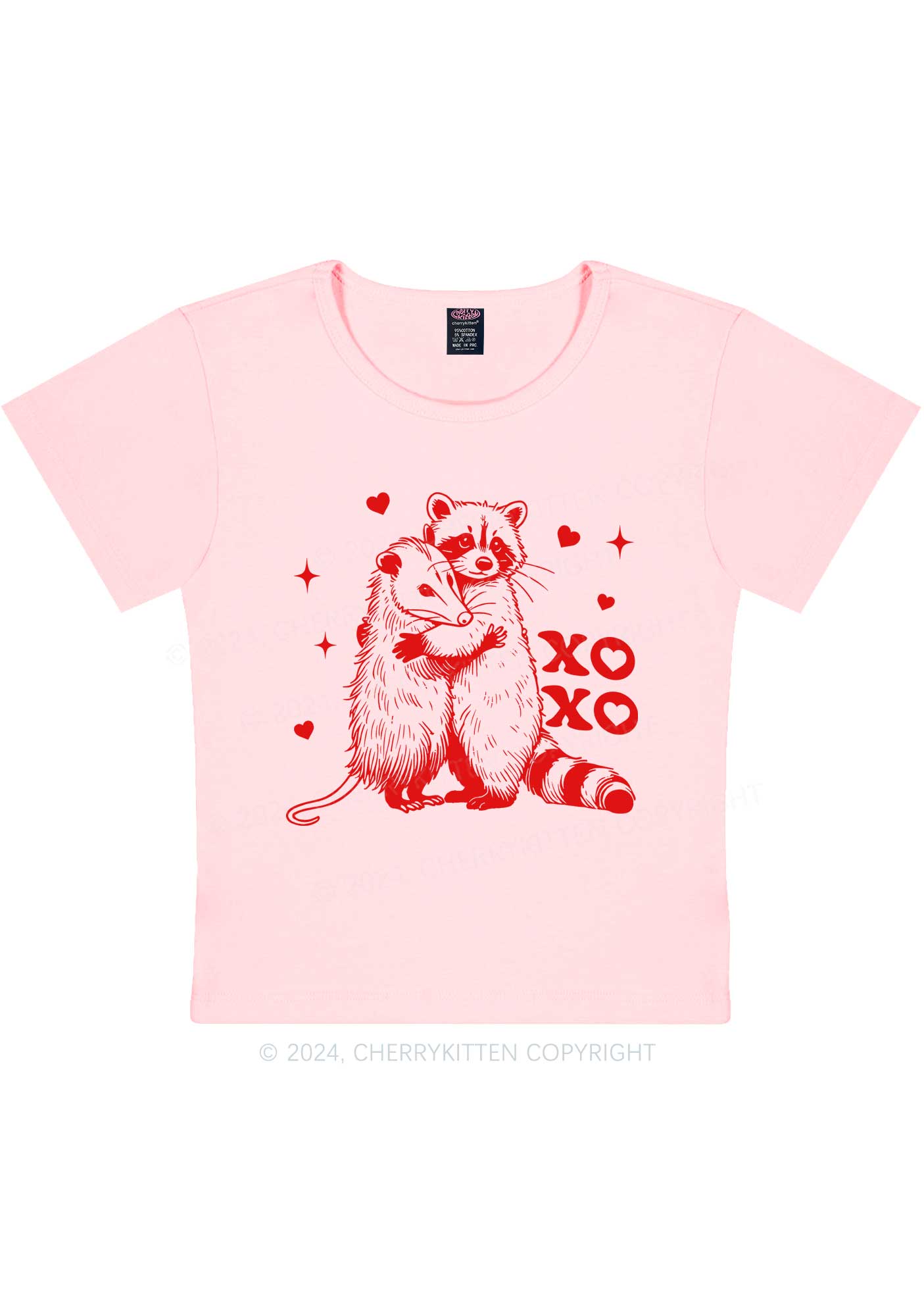Raccoon XOXO Y2K Valentine's Day Baby Tee Cherrykitten