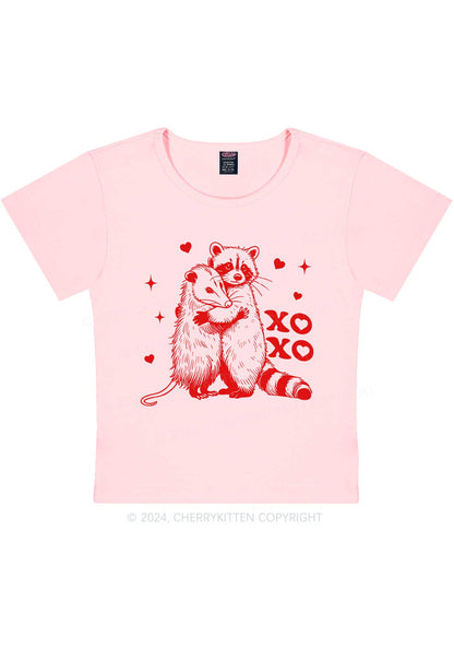 Raccoon XOXO Y2K Valentine's Day Baby Tee Cherrykitten
