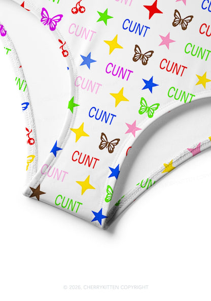 Colorful Cxxt Y2K Print Bikini Set Cherrykitten