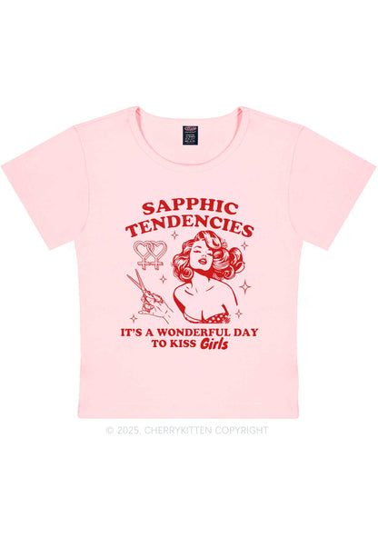 Sapphic Tendencies Kiss Girls Y2K Baby Tee Cherrykitten