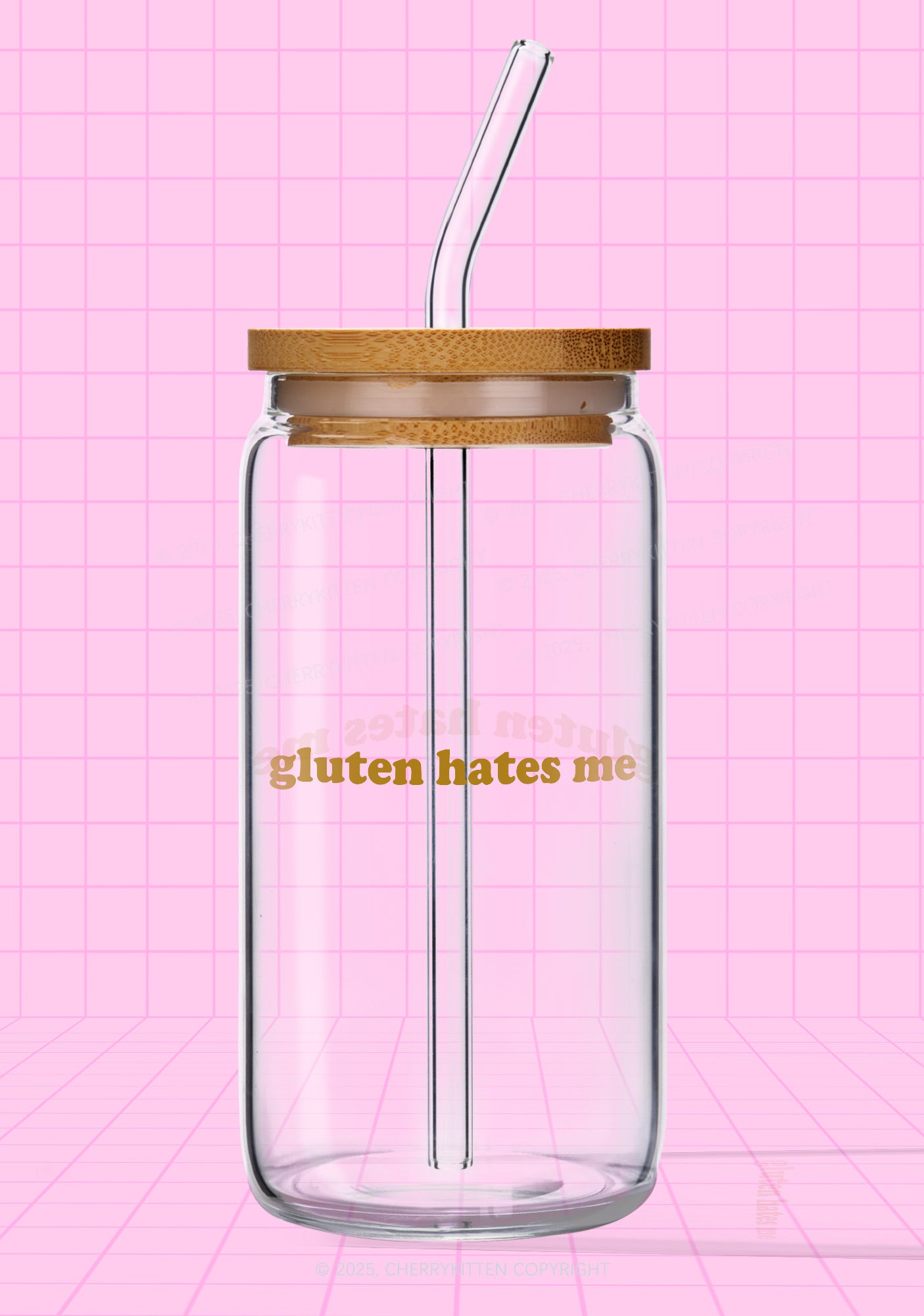Gluten Hates Me Y2K Printed Glass Cup Cherrykitten
