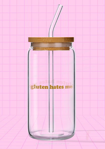 Gluten Hates Me Y2K Printed Glass Cup Cherrykitten
