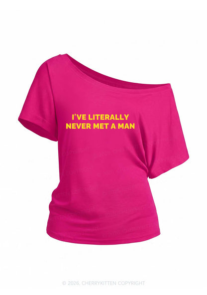 Never Met A Man Pride Y2K Off Shoulder Tee Cherrykitten