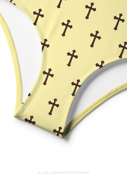 Cunting Season Cross Y2K Print Bikini Set Cherrykitten