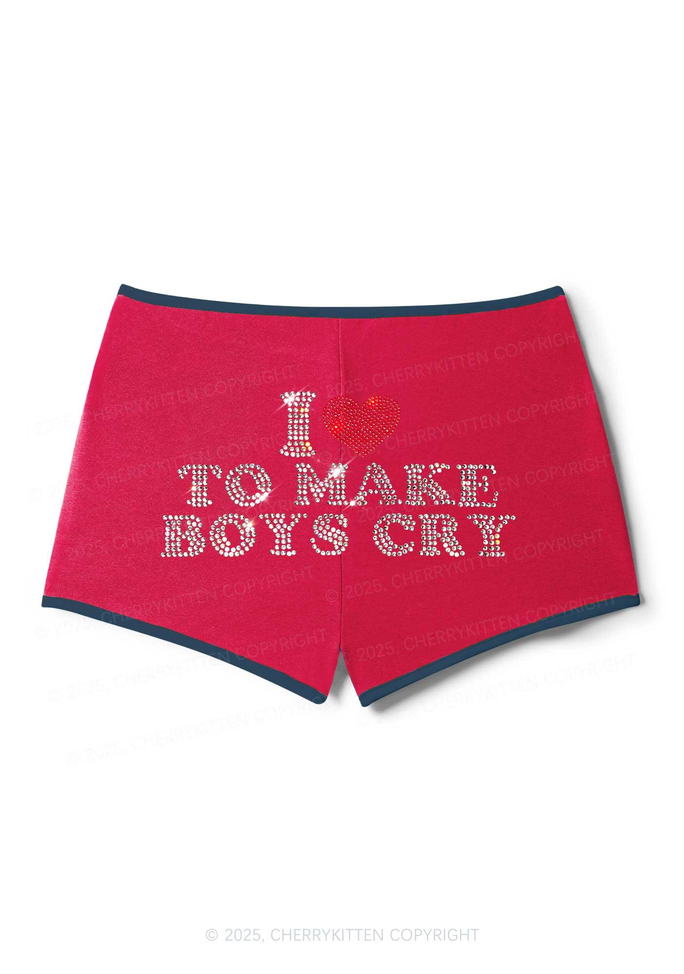 Rhinestone Love To Make Boys Cry Y2K Booty Shorts Cherrykitten