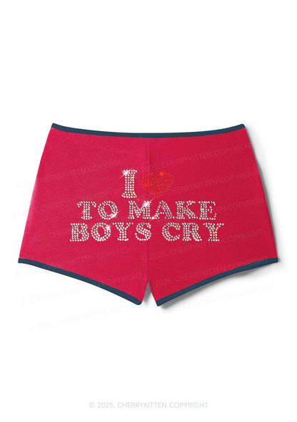 Rhinestone Love To Make Boys Cry Y2K Booty Shorts Cherrykitten