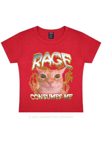 Rage Consumes Me Cat Y2K Baby Tee Cherrykitten