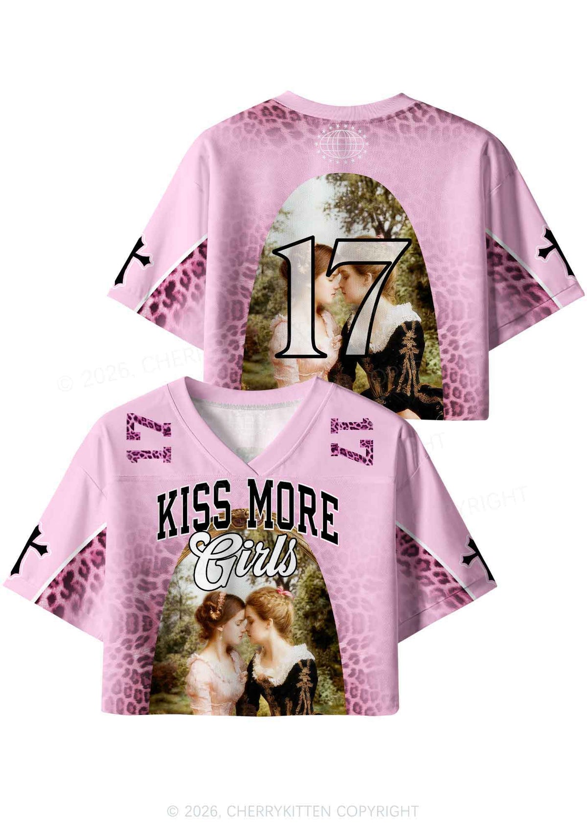 Sapphic Kiss More Girls Pride Y2K Crop Sport Jersey Shirts Cherrykitten