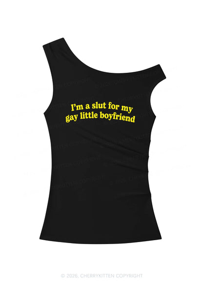 Slxt For My Gay BF Pride Y2K Off Shoulder Tank Top Cherrykitten