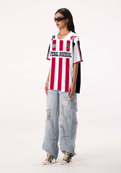 Feral Bisexual Pride Y2K Sport Jersey Shirts Cherrykitten