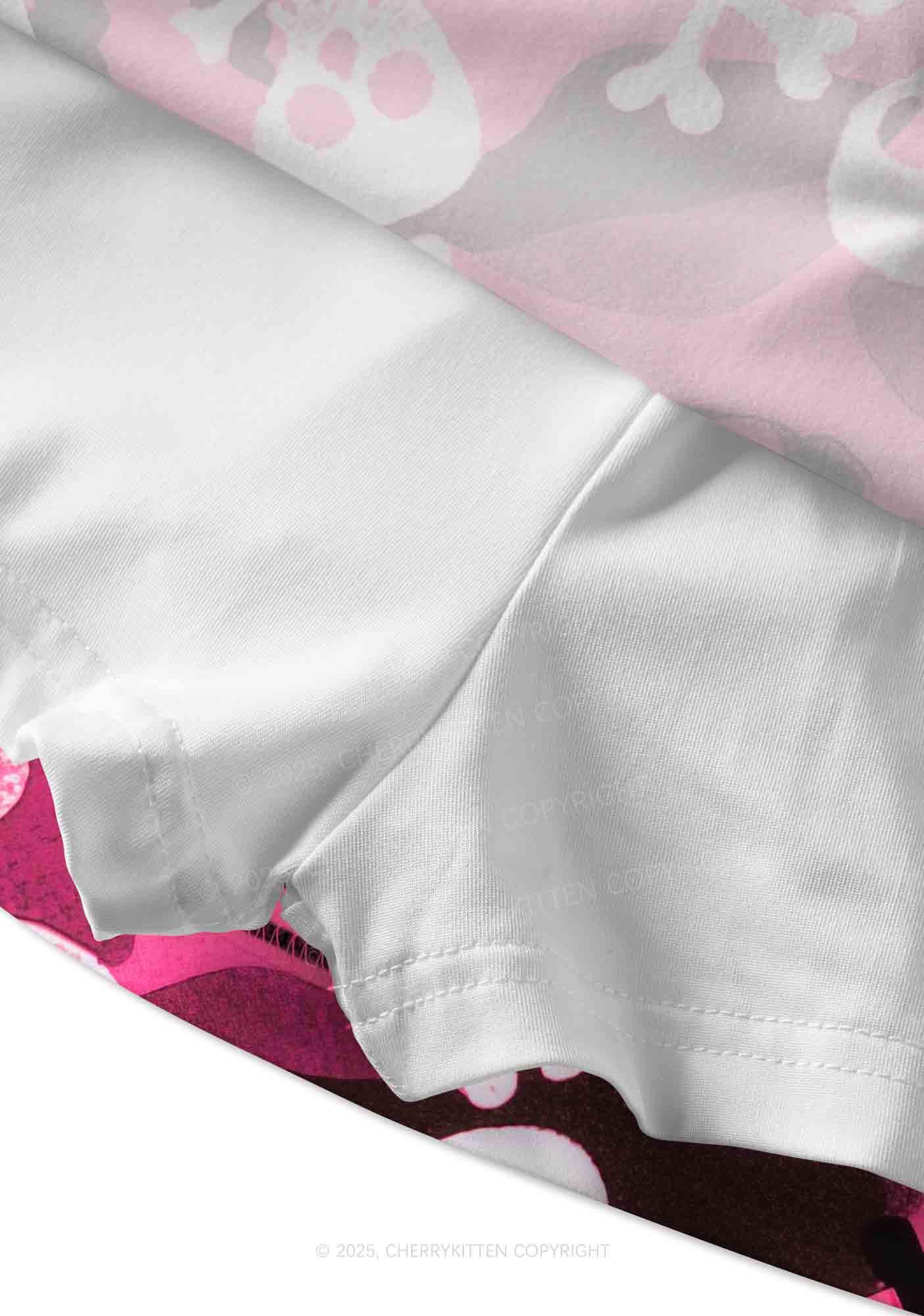 Halloween Pink Camouflage Skull Y2K Print Mini Skirt Cherrykitten