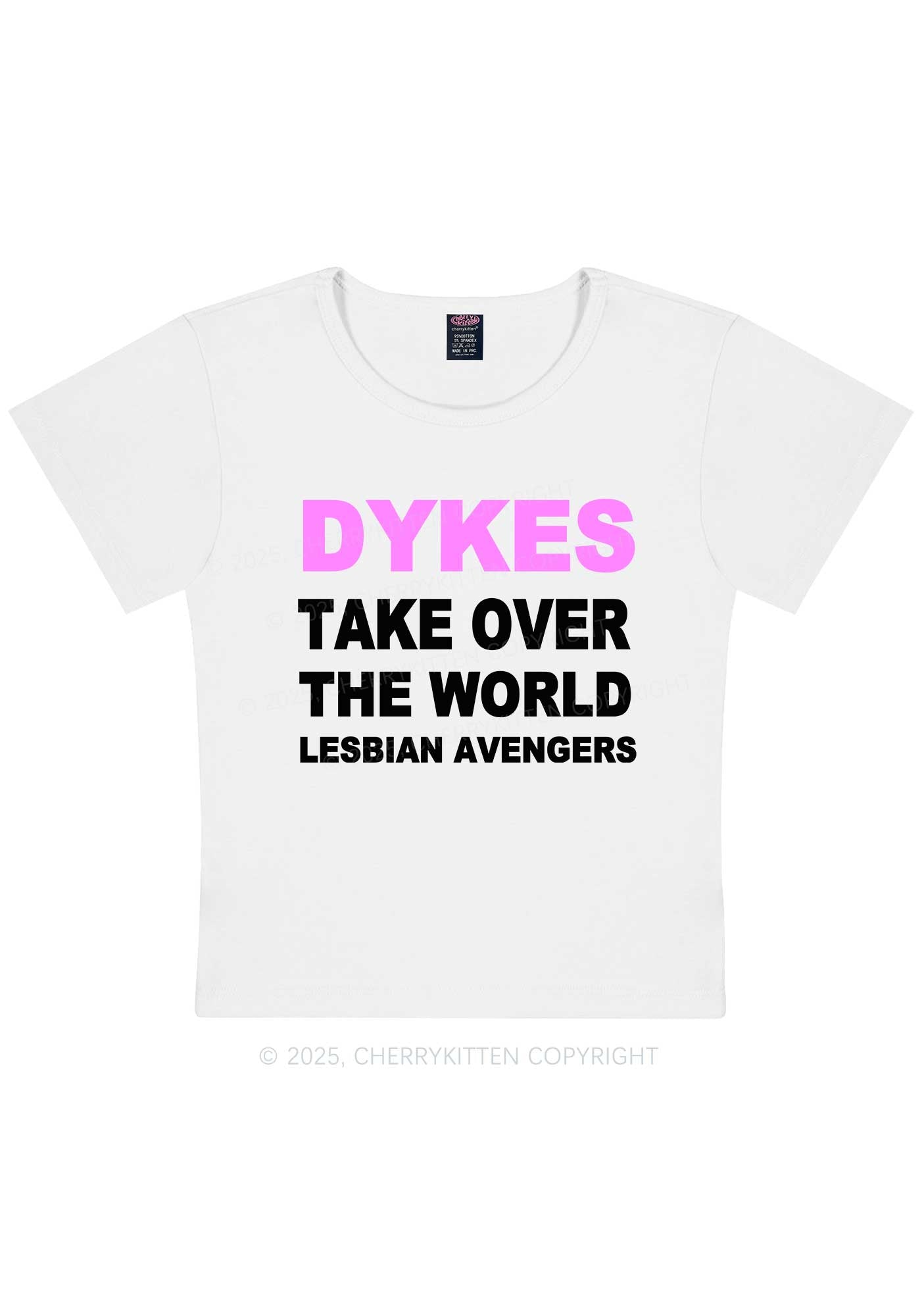 Dyke Take Over The World Y2K Baby Tee Cherrykitten