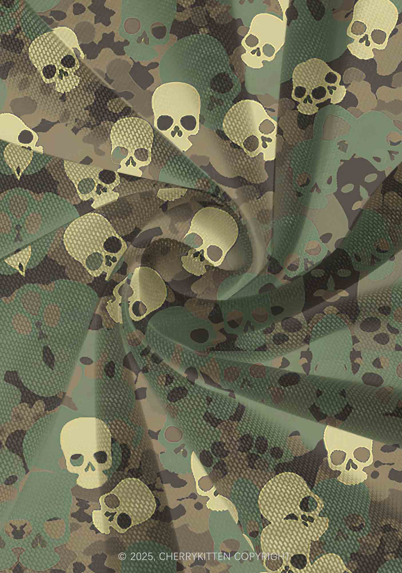 Halloween Camouflage Skull Y2K Mesh Slip Dress Cherrykitten