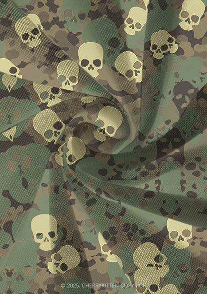 Halloween Camouflage Skull Y2K Mesh Slip Dress Cherrykitten
