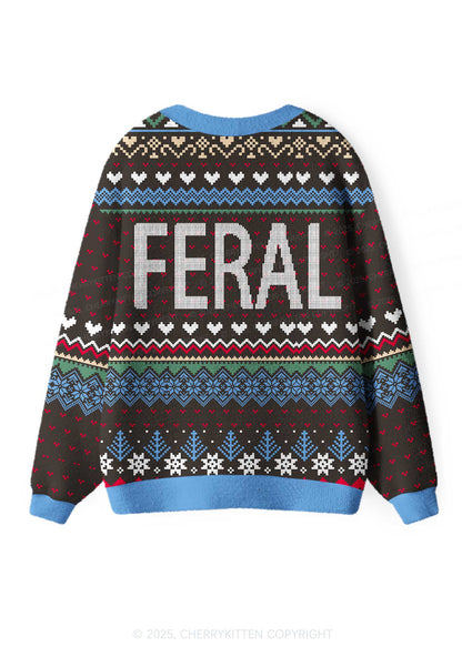 Feral Y2K Christmas Cardigan Knit Sweatshirt Cherrykitten